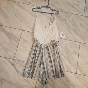 NWT Altar'd State Romper Blue&White Size S w/ Zipper